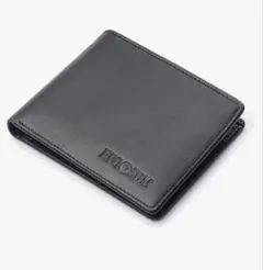 メンズ財布✨ブラックレザー二つ折り財布 カード収納 軽量