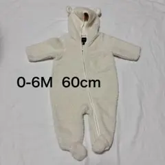 【baby gap】ロンパース ホワイト くま耳 モコモコ防寒アウター ワンジー