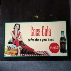 当時物 コカコーラ 大型 ブリキ看板 片面看板 Coca-Colaビンテージ昭和