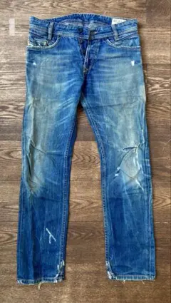DIESELダメージ加工ブルーデニムパンツウエスト 27サイズ80cm