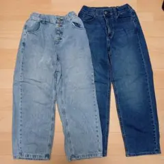 美品　キッズ ボトムス 2色セット　デニムパンツ　2枚セット　双子