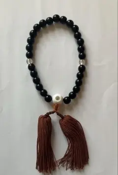 黒いビーズ 数珠 茶色タッセル付き