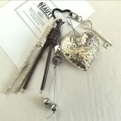 じゃらじゃらキーホルダー ゴールド ハート バッグチャーム キラキラ