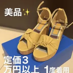 美品　ブルーレーベルクレストブリッジ サンダルリボンウェッジソール22.5-23