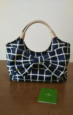 値下げ！ ケイトスペード リボン ナイロン チェック ハンドバッグ