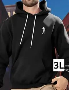 【新品/3Lサイズ】シンプルでお洒落！ゴルフウェア パーカー メンズ ブラック