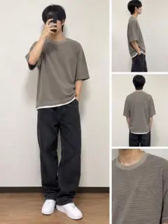 ボーダー柄カットソー（半袖Tシャツ）