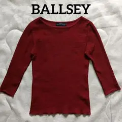 TOMORROW LAND BALLSEY 赤 リブ編み 五分、七分袖ニット