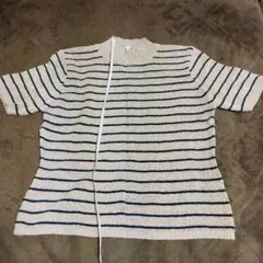 ストライプ半袖ニット