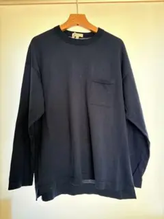 【希少XL】ビューティー&ユース コットンシルク クルーネック ニット ネイビー