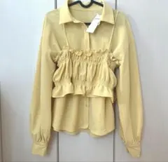 レトロガール　ギャザーキャミsetシャツ　フリーサイズ
