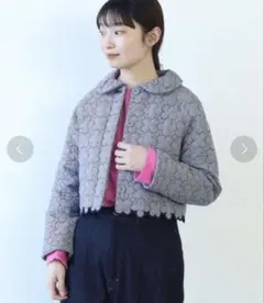 クレドナ CREDONA フラワー エンブロイダリー ニット ジャケット