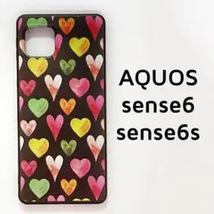 AQUOSsense6,6s ケース カラフル ハート カバー