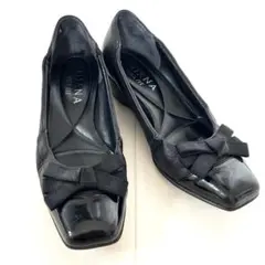 DIANA☆リボンパンプス22.0cm ウェルフィット ウェッジソール 日本製