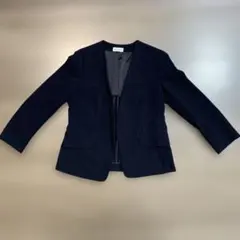 PLST ネイビー ノーカラージャケット　パンツ　スーツ L