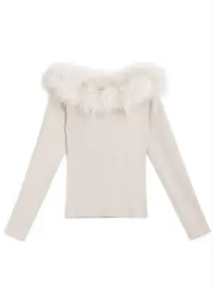 ファーオフショルダーニットトップス[an1271]