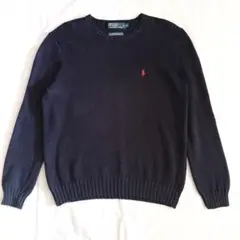 ポロバイラルフローレン　セーター　クルーネック　コットン　ポニー刺繍　ネイビー