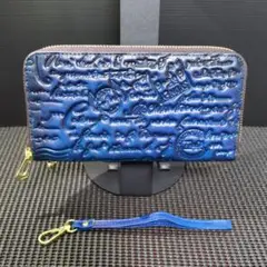本革 ハンドメイド 長財布 牛革レザー エレクトリックブルー