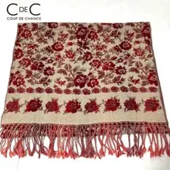 美品 COUP DE CHANCE クードシャンス ローズ柄 ウール マフラー