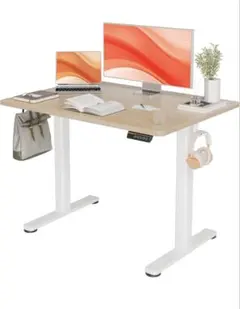 電動昇降デスク ホワイト/ナチュラル 100x60cm Claiks