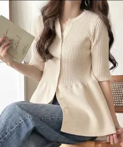 新品未使用 Classical Elf リブ切り替えペプラムトップス