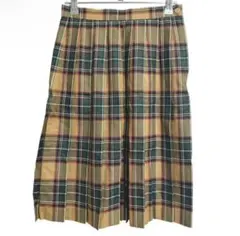 ひざ丈スカート　チェック　森ガール　y2k グランジ　古着　プリーツスカート