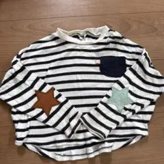 ストライプ 星型刺繍 長袖カットソー