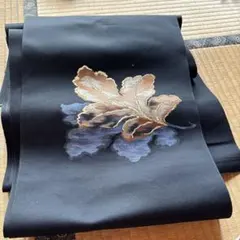 未使用品　黒葉刺繍 帯　ポリエステル