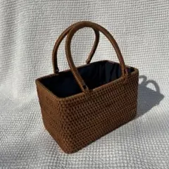 手提げカバン　鞄　木製　手作り　巾着バック　アジアン