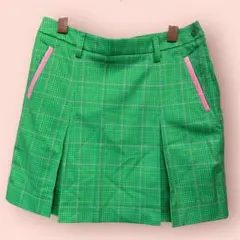 adidas グリーン チェック柄 スカート　ゴルフウェア