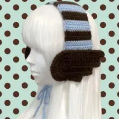 ハンドメイド 編み物 イヤーマフ 耳あて 天使の羽 平成女児 ウィッシュコア