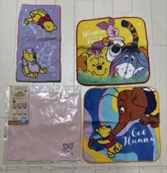 （美品）一番くじなど☆くまのプーさん☆タオルハンカチ☆４枚セット