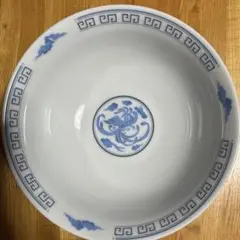 青い模様の白い陶器 ラーメン鉢3個セット