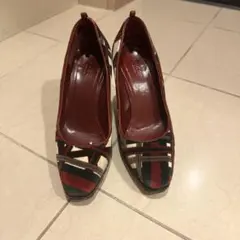 GUCCI ウェッジソール パンプス チェック柄のサムネイル