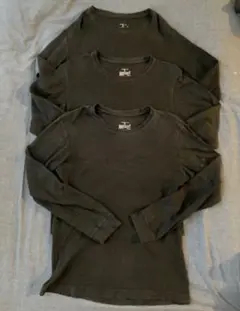 無印良品 あったか綿 Ｖネック長袖Ｔシャツ 紳士Ｍ・黒 x 3着セット