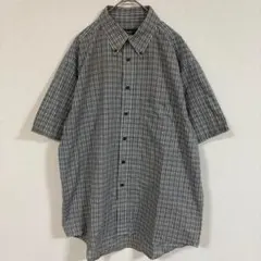 【NICE HITTER】(M)半袖チェック柄シャツ/胸ポケット付き/カジュアル
