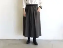 MARGARET HOWELL コットン ロングスカート カーキ