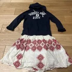 デニムダンガリー ワンピース　トレーナー　120cm