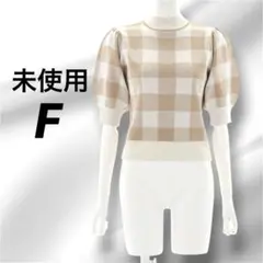 【未使用】clear ブロックチェック パフスリーブ サマーニットのサムネイル