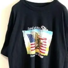 Free Brave アメリカ イーグル Tシャツ L ブラック 黒古着