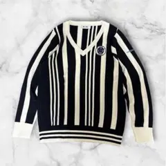 adidas アディダスゴルフ Vネック ニットセーター ストライプL