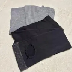 グレー リブ編み スパッツとチャコールグレーのトレンカ