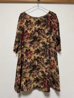 グレース　レトロ花柄七分袖ワンピース