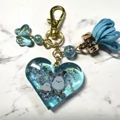 7034☆ シマエナガ　キーホルダー　チャーム　レジン　ハンドメイド