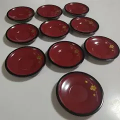 梅柄 漆器 茶托 10枚セットのサムネイル