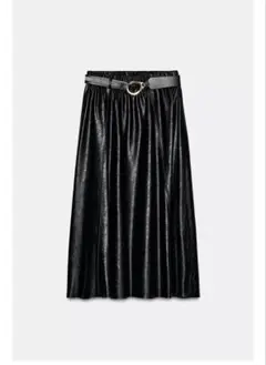 ⭐︎値下げ⭐︎【美品】ZARA フェイクレザーベルト付きミディ丈スカート　完売商品
