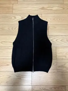 BORN FREE　ドライバーズニット　ブラックリブ編みベスト