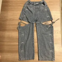 リボン刺繍 デニム パンツ　150