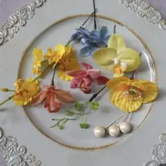 ＊お得なset＊カラフル華やかヘアパーツset 結婚式　卒業式　髪飾り　胡蝶蘭