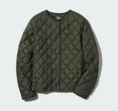 ユニクロ　パフテック　クルーネック キルティングジャケット オリーブ　XL